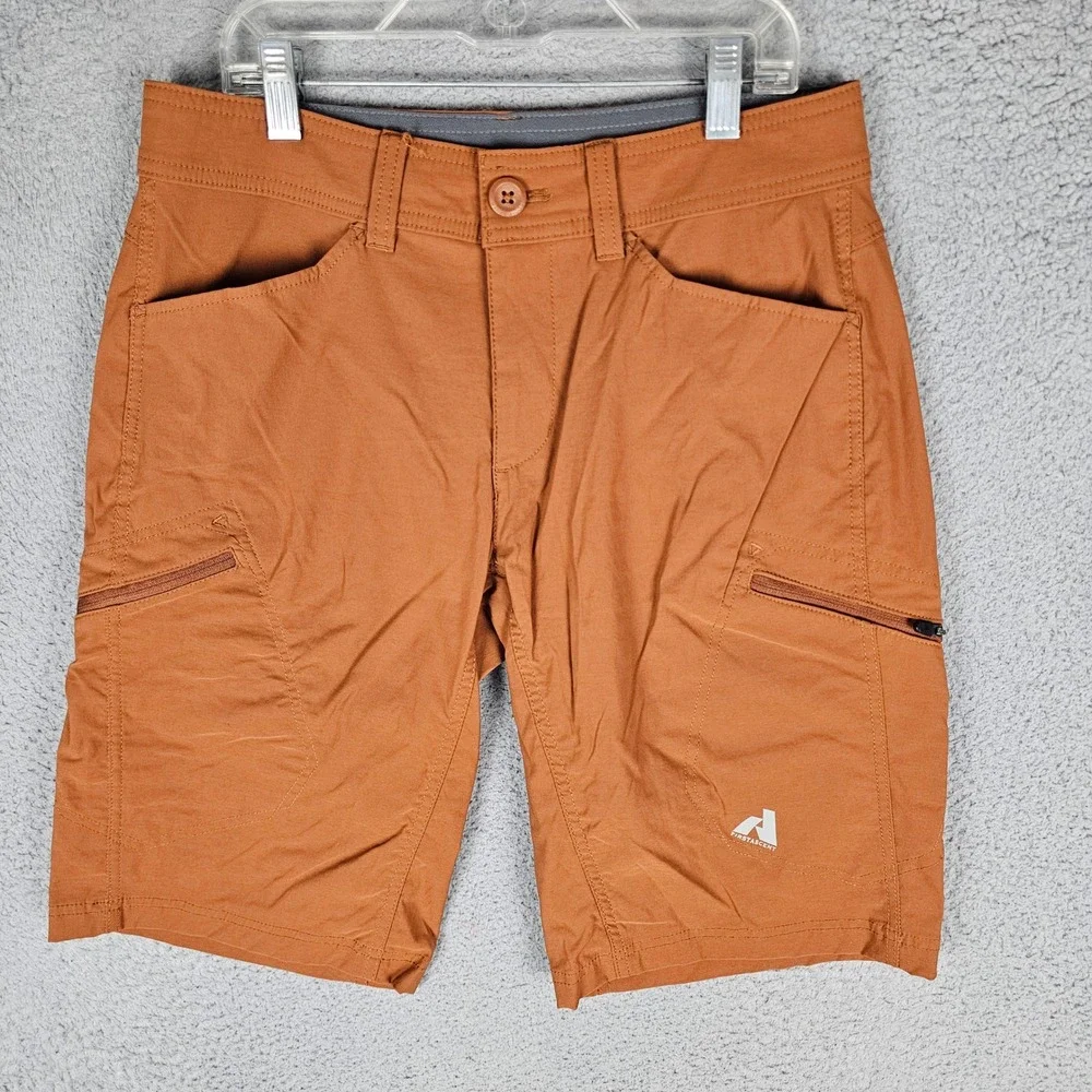 Eddie Bauer Shorts Mens 30 Orange First Ascent Guide Hiking Stretch Cargo 028358